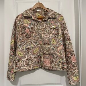 Ruby Rd Paisley Print jean Jacket Women’s Size 12